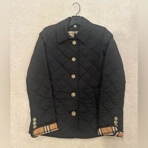 Burberry Black Quilted Jacket with Plaid Interior
